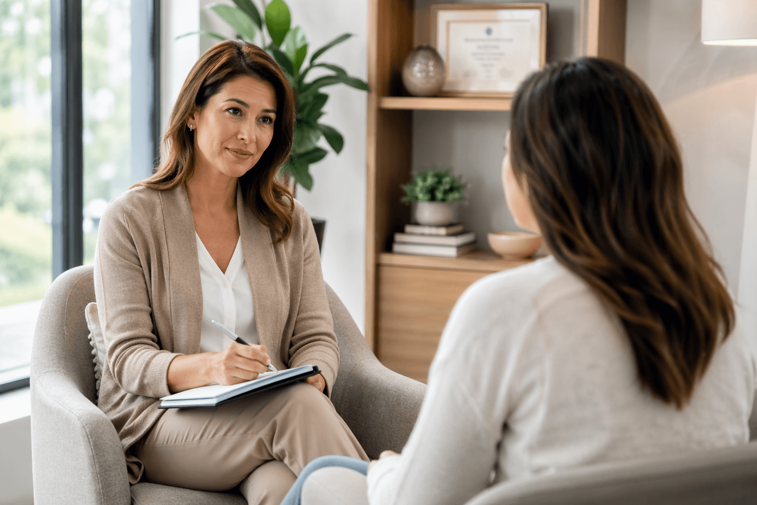 Behavioral health support conversation centered on wellness and stability